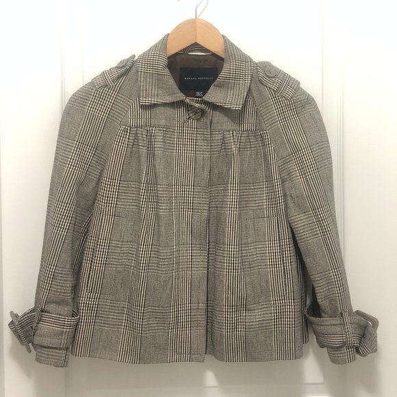 Banana Republic Plaid Pea Coat - Size XS - Picture 1 of 9
